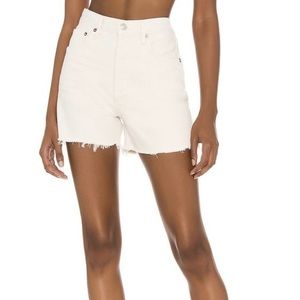 Agolde White High-Rise Cutoff Denim Shorts